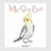 Sticker Cute Cockatiel Aquarelle Parrot. (Feuille)