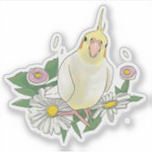 Sticker Cute Cockatiel Floral (Devant)