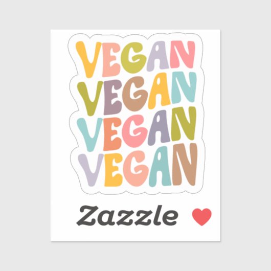 Sticker Cute Coloré Vegan rétro (Feuille)