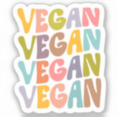 Sticker Cute Coloré Vegan rétro (Recto)