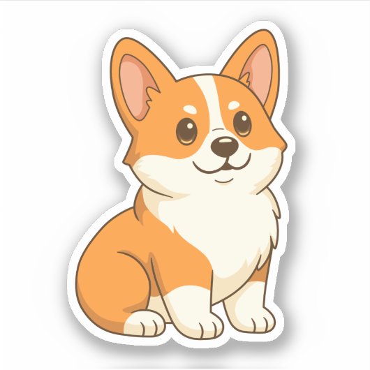 Sticker Cute Corgi Dog (Devant)
