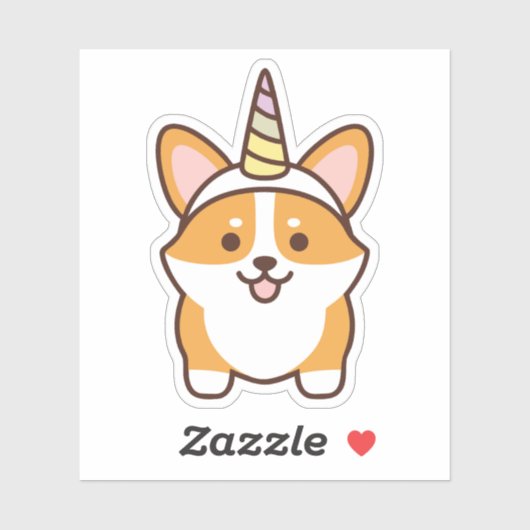 Sticker Cute Corgicorn (Feuille)