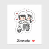 Sticker Cute Couple Scooter Trip | Romantic Travel Love  (Feuille)