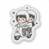 Sticker Cute Couple Scooter Trip | Romantic Travel Love  (Devant)