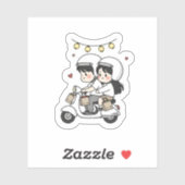Sticker Cute Couple Scooter Trip | Romantic Travel Love  (Feuille)
