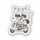 Sticker Cute Couple Scooter Trip | Romantic Travel Love  (Devant)