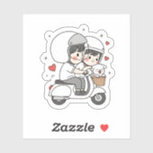 Sticker Cute Couple Scooter Trip | Romantic Travel Love  (Feuille)