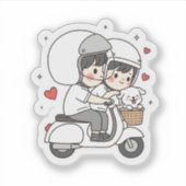 Sticker Cute Couple Scooter Trip | Romantic Travel Love  (Devant)