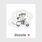 Sticker Cute Couple Scooter Trip | Romantic Travel Love  (Feuille)