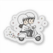 Sticker Cute Couple Scooter Trip | Romantic Travel Love  (Devant)