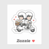 Sticker Cute Couple Scooter Trip | Romantic Travel Love  (Feuille)