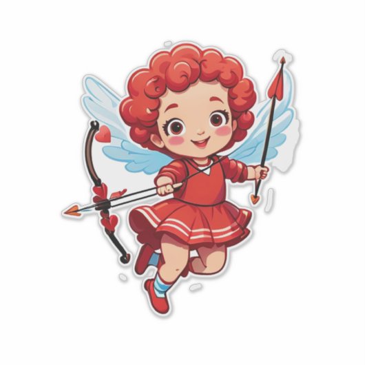 Sticker Cute Cupid With Bow And Arrow (Devant)
