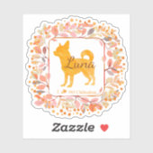 Sticker Cute Custom Name Pastel orange chihuahua (Feuille)
