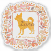 Sticker Cute Custom Name Pastel orange chihuahua (Devant)