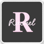 Sticker Cute Customizable Monogram | Light Pink & Black (Recto)