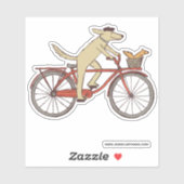 Sticker Cute Cyclisme Chien et Écureuil Amusants animaux a (Feuille)