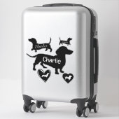Sticker Cute Dachshund Chien noir et blanc personnalisable (Sur valise)