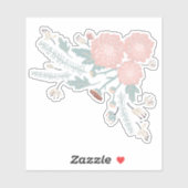 Sticker Cute Décoratif Crème rose Bleu Botanique Floral (Feuille)