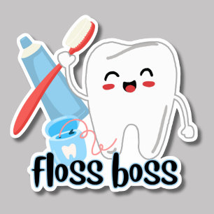 Sticker Cute Dental Floss Boss imperméable