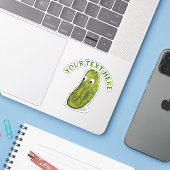 Sticker Cute Dill Pickle Kawaii Custom (Ordinateur portable avec iPhone)