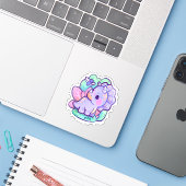 Sticker Cute Dinosaur (Ordinateur portable avec iPhone)