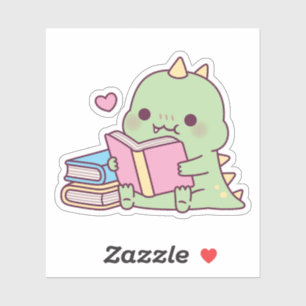 Sticker Cute Dinosaur Aime Lire Livres