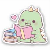 Sticker Cute Dinosaur Aime Lire Livres (Devant)