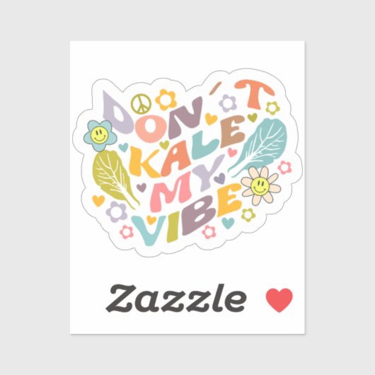 Sticker Cute Don´t Kale my Vibe, Retro Vegan (Feuille)