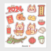 Sticker Cute Dragon 2024 Nouvel An Lunaire Chinois (Feuille)