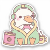 Sticker Cute Duck Cozy Gamer (Devant)