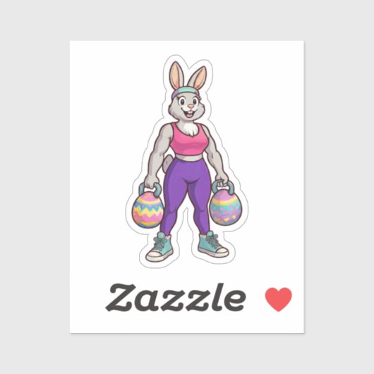 Sticker Cute Easter Bunny Workout Cartoon – Fitness Rabbit (Feuille)