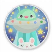 Sticker Cute Espace Créature Et Lapin Lapin Lapin (Devant)