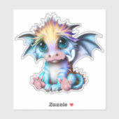 Sticker Cute et adorable Kawaii Baby Dragon (Feuille)