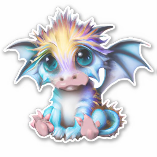 Sticker Cute et adorable Kawaii Baby Dragon (Devant)