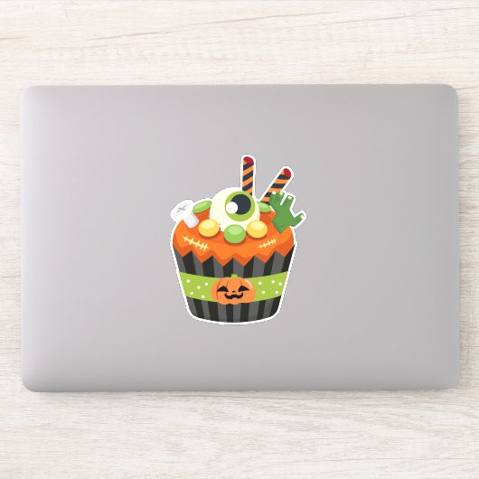 Sticker Cute et Déplaisante Halloween Cupcake avec un Big (Ordinateur)
