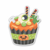 Sticker Cute et Déplaisante Halloween Cupcake avec un Big (Devant)