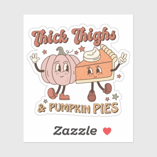 Sticker Cute Fall Retro Épais cuisses et Citrouilles tarte (Feuille)