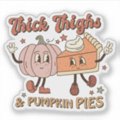 Sticker Cute Fall Retro Épais cuisses et Citrouilles tarte (Devant)