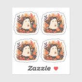 Sticker Cute Fantôme Automne Floral Halloween Design Accen (Feuille)
