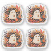 Sticker Cute Fantôme Automne Floral Halloween Design Accen (Devant)