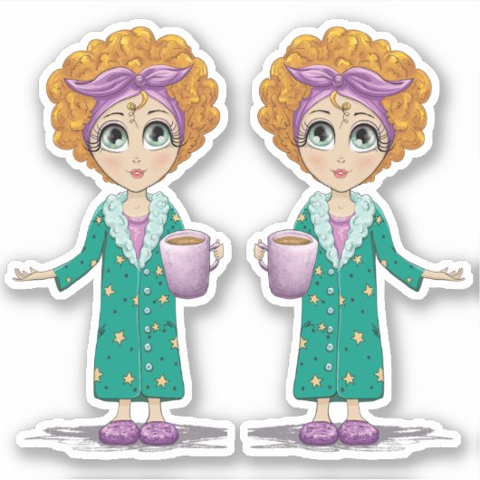 Sticker Cute Femme Nightgown Clipart (Devant)