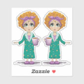 Sticker Cute Femme Nightgown Clipart (Feuille)
