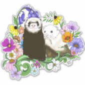 Sticker Cute Ferrets Floral (Devant)