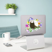 Sticker Cute Ferrets Floral (Ordinateur portable sur le bureau)