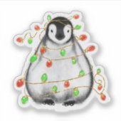 Sticker Cute Festive vacances Pingouins | vert plaid (Devant)