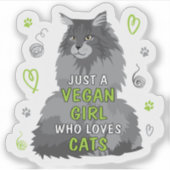 Sticker Cute Fille de chat, Vegan (Devant)