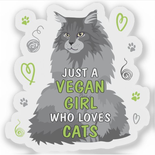 Sticker Cute Fille de chat, Vegan (Devant)