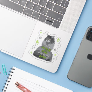 Sticker Cute Fille de chat, Vegan