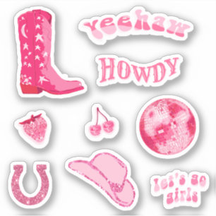 Sticker Cute Fille tendance Pink Cowgirl les années 70 ens