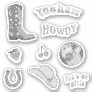 Sticker Cute Fille tendance Silver Cowgirl les années 70 E